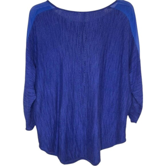 Moth for Anthropologie Lightweight Sweater with Sheer Sleeve Detail - Blues - L - Picture 5 of 13